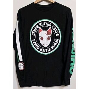 Demon Slayer Fox Sz M Black Cotton‎ Long Sleeve Shirt Box Lunch Goth Corps